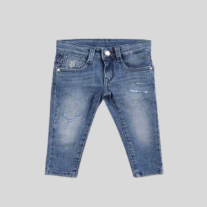 Kids Denim Jeans - Denim Material, Regular Fit, Faded Blue Wash
